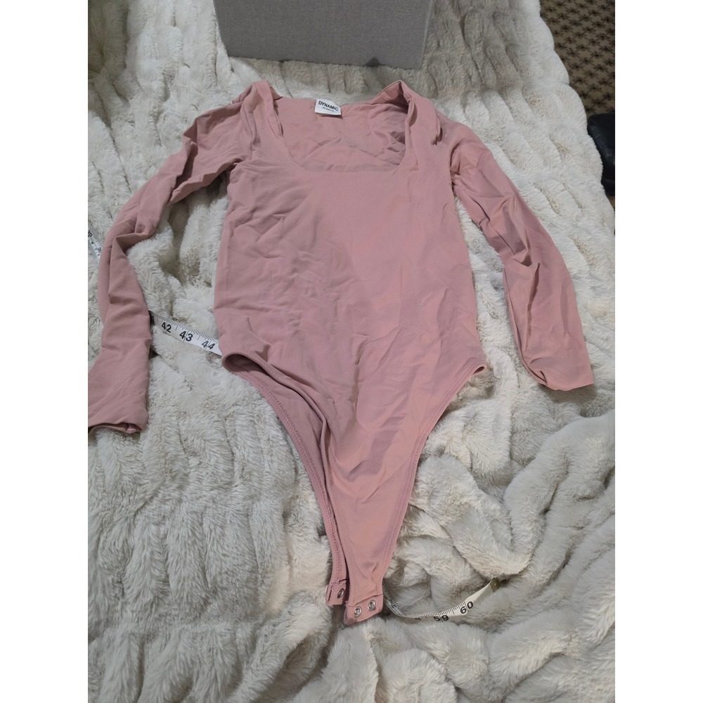 Dynamic Los Angeles Womens Long Sleeve Square Neck Bodysuit Mauve Pink